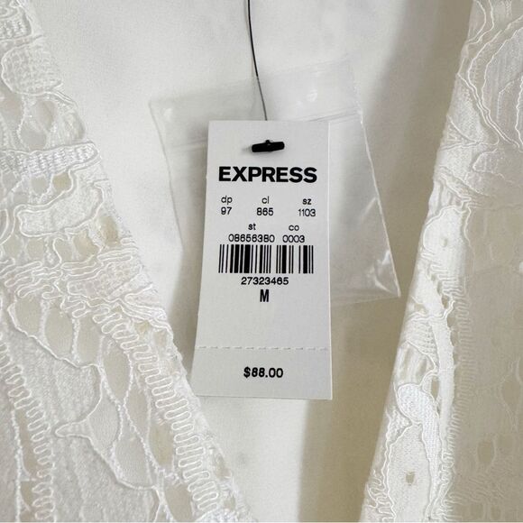 NWT Express Cream Lace Wrap Top with Bow Tie Side Size M - Picture 9 of 9